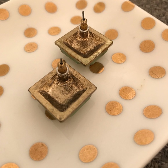 Vintage Turquoise Gem Stud Earrings - Picture 2 of 4